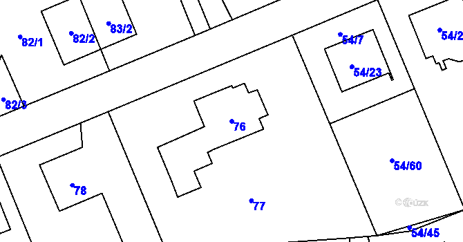 Parcela st. 76 v KÚ Dolní Měcholupy, Katastrální mapa
