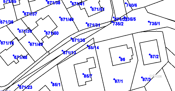 Parcela st. 85/14 v KÚ Dolní Měcholupy, Katastrální mapa
