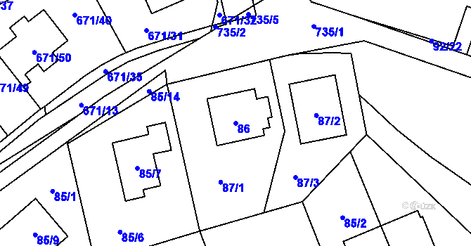 Parcela st. 86 v KÚ Dolní Měcholupy, Katastrální mapa