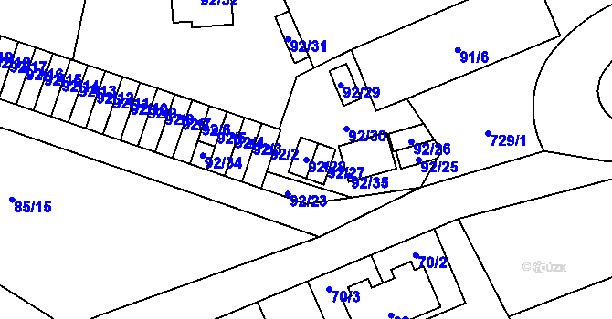 Parcela st. 92/28 v KÚ Dolní Měcholupy, Katastrální mapa