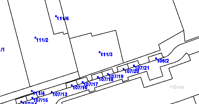 Parcela st. 111/3 v KÚ Dolní Měcholupy, Katastrální mapa