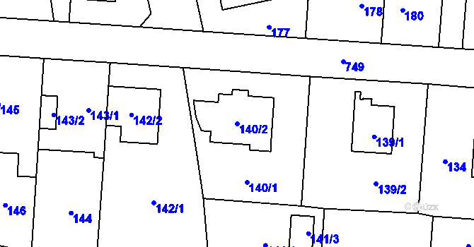 Parcela st. 140/2 v KÚ Dolní Měcholupy, Katastrální mapa