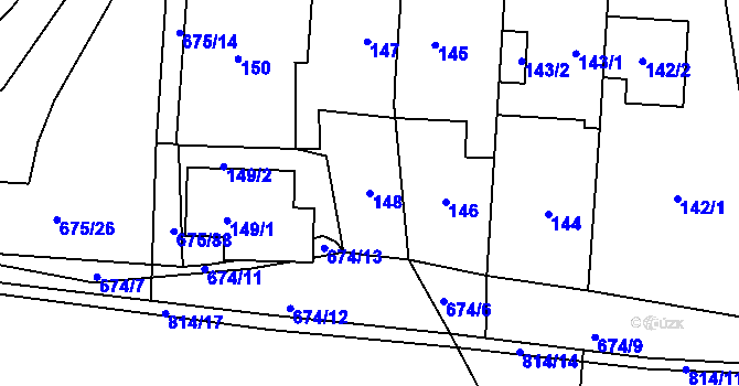 Parcela st. 148 v KÚ Dolní Měcholupy, Katastrální mapa