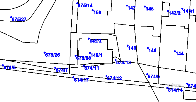 Parcela st. 149 v KÚ Dolní Měcholupy, Katastrální mapa