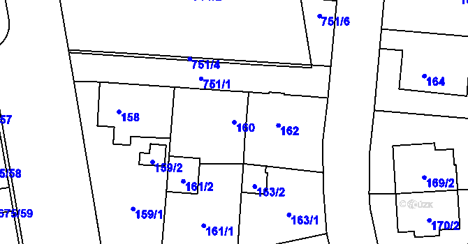 Parcela st. 160 v KÚ Dolní Měcholupy, Katastrální mapa