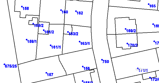 Parcela st. 163/1 v KÚ Dolní Měcholupy, Katastrální mapa