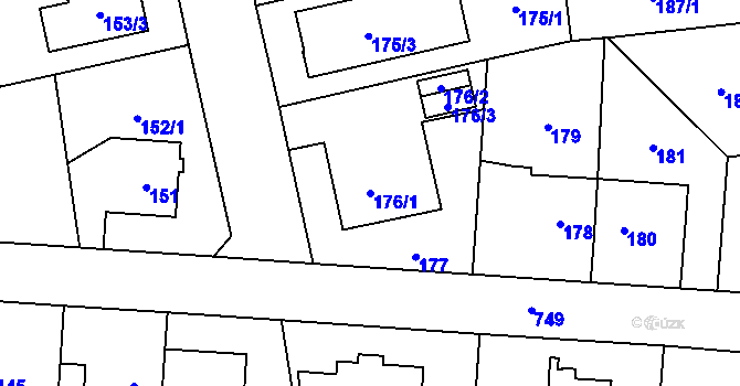 Parcela st. 176/1 v KÚ Dolní Měcholupy, Katastrální mapa