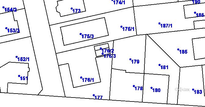 Parcela st. 176/3 v KÚ Dolní Měcholupy, Katastrální mapa