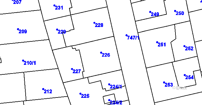 Parcela st. 226 v KÚ Dolní Měcholupy, Katastrální mapa