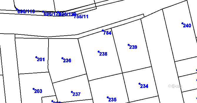 Parcela st. 238 v KÚ Dolní Měcholupy, Katastrální mapa