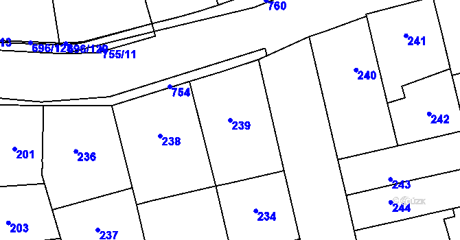 Parcela st. 239 v KÚ Dolní Měcholupy, Katastrální mapa