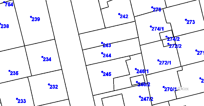 Parcela st. 244 v KÚ Dolní Měcholupy, Katastrální mapa