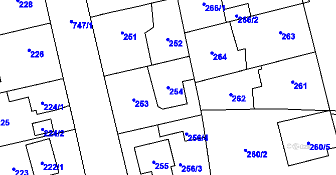 Parcela st. 254 v KÚ Dolní Měcholupy, Katastrální mapa