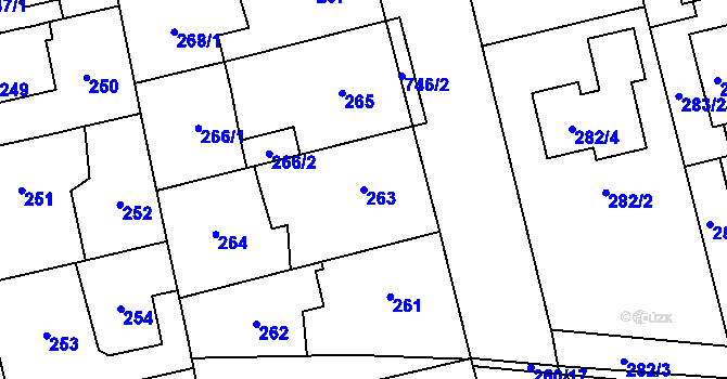Parcela st. 263 v KÚ Dolní Měcholupy, Katastrální mapa