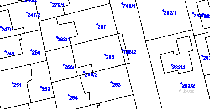 Parcela st. 265 v KÚ Dolní Měcholupy, Katastrální mapa