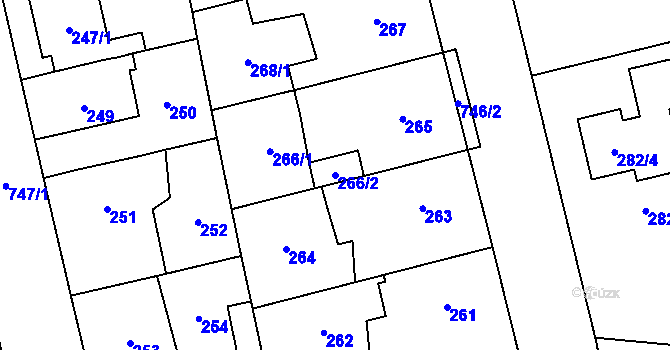 Parcela st. 266/2 v KÚ Dolní Měcholupy, Katastrální mapa