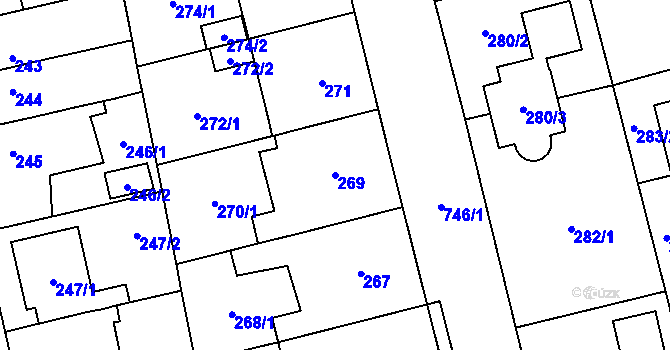 Parcela st. 269 v KÚ Dolní Měcholupy, Katastrální mapa