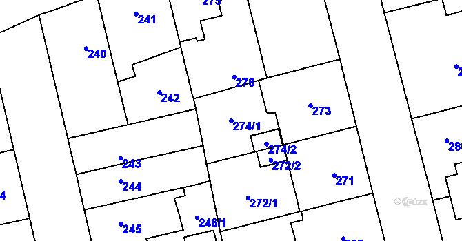 Parcela st. 274/1 v KÚ Dolní Měcholupy, Katastrální mapa