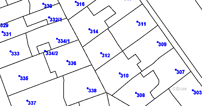 Parcela st. 312 v KÚ Dolní Měcholupy, Katastrální mapa