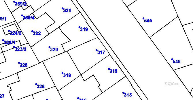 Parcela st. 317 v KÚ Dolní Měcholupy, Katastrální mapa