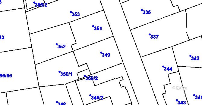 Parcela st. 349 v KÚ Dolní Měcholupy, Katastrální mapa