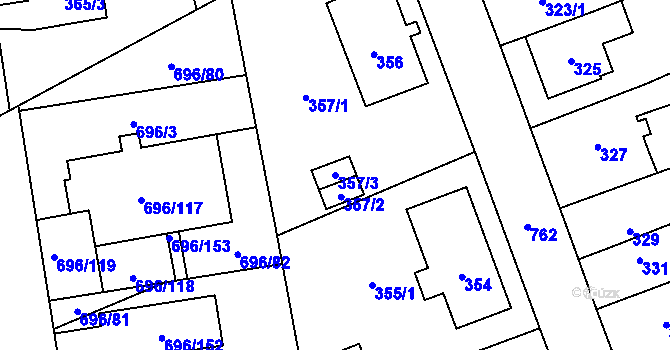 Parcela st. 357/3 v KÚ Dolní Měcholupy, Katastrální mapa