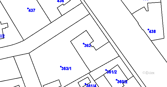 Parcela st. 362 v KÚ Dolní Měcholupy, Katastrální mapa