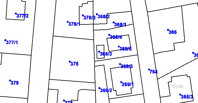 Parcela st. 368/3 v KÚ Dolní Měcholupy, Katastrální mapa