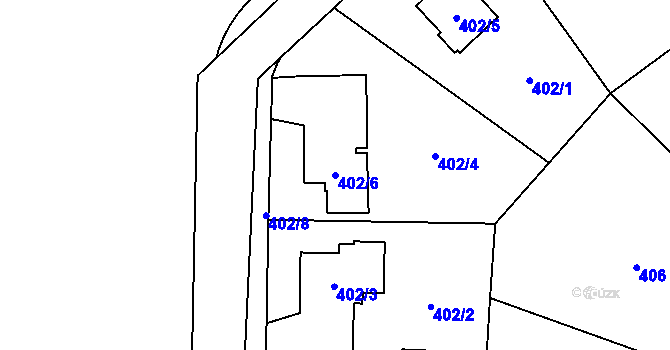 Parcela st. 402/6 v KÚ Dolní Měcholupy, Katastrální mapa