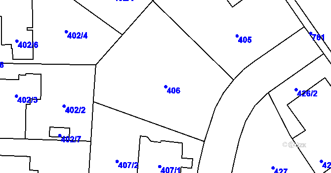 Parcela st. 406 v KÚ Dolní Měcholupy, Katastrální mapa