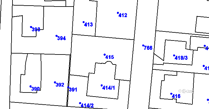Parcela st. 415 v KÚ Dolní Měcholupy, Katastrální mapa