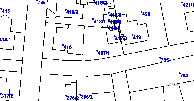 Parcela st. 417/1 v KÚ Dolní Měcholupy, Katastrální mapa