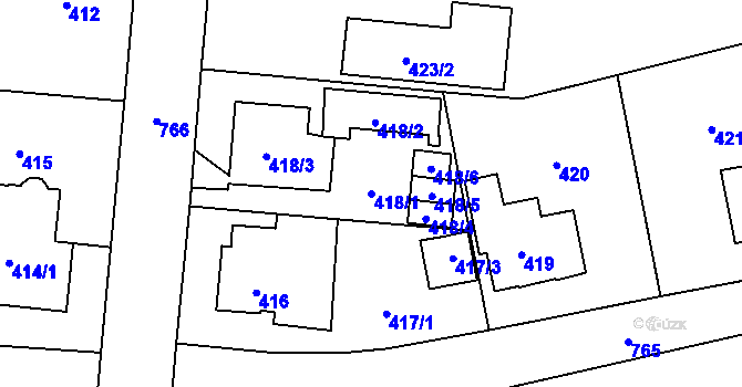 Parcela st. 418/1 v KÚ Dolní Měcholupy, Katastrální mapa