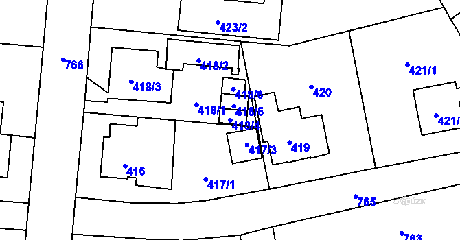 Parcela st. 418/4 v KÚ Dolní Měcholupy, Katastrální mapa