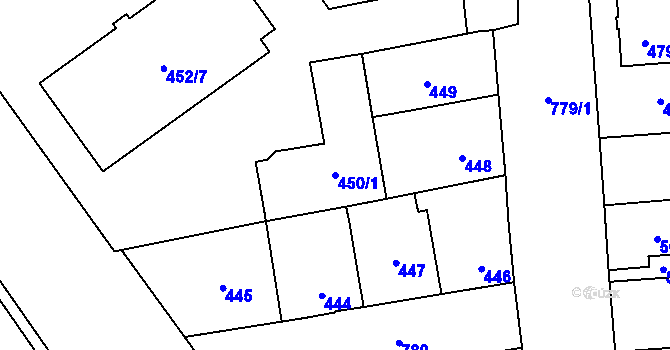 Parcela st. 450/1 v KÚ Dolní Měcholupy, Katastrální mapa