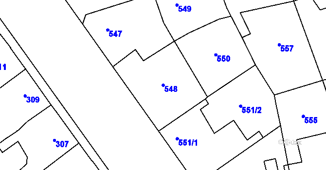 Parcela st. 548 v KÚ Dolní Měcholupy, Katastrální mapa