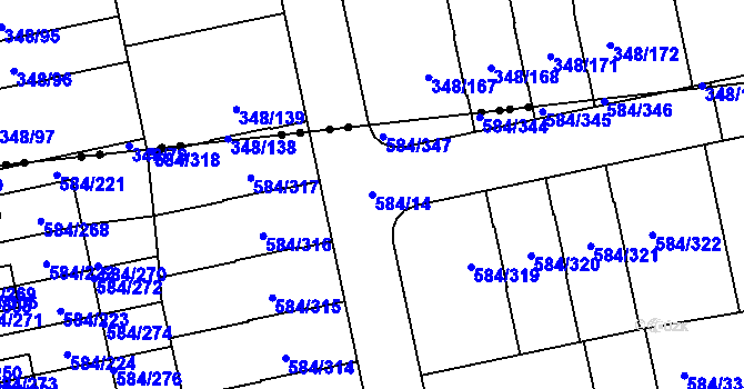 Parcela st. 584/14 v KÚ Dolní Měcholupy, Katastrální mapa