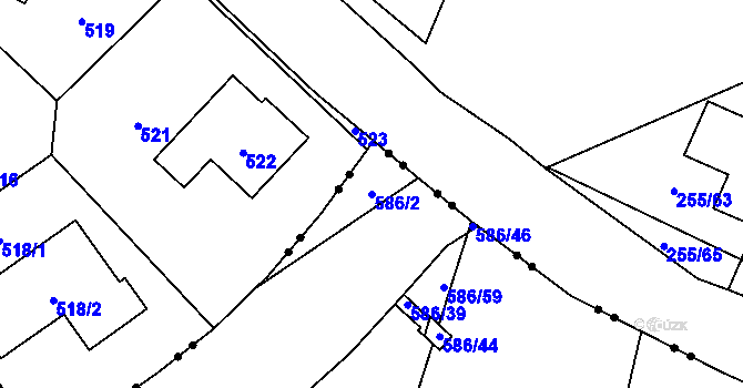 Parcela st. 586/2 v KÚ Dolní Měcholupy, Katastrální mapa