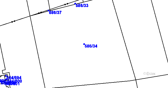 Parcela st. 586/34 v KÚ Dolní Měcholupy, Katastrální mapa