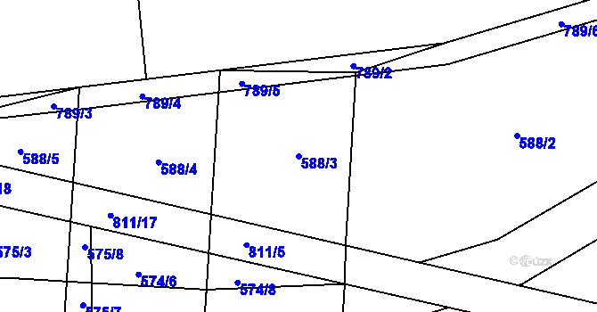 Parcela st. 588/3 v KÚ Dolní Měcholupy, Katastrální mapa