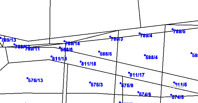 Parcela st. 588/5 v KÚ Dolní Měcholupy, Katastrální mapa