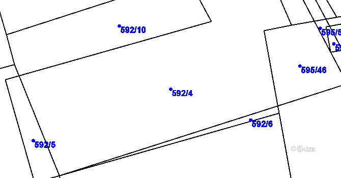 Parcela st. 592/4 v KÚ Dolní Měcholupy, Katastrální mapa