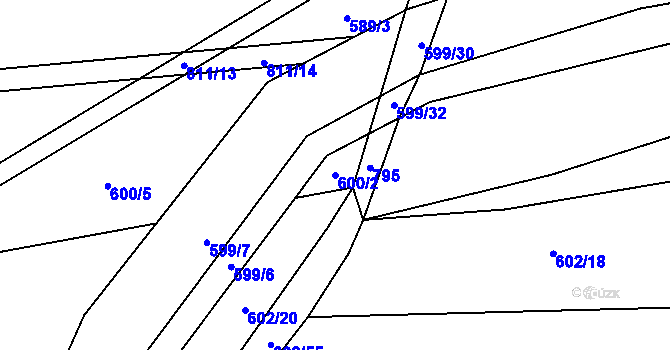 Parcela st. 600/2 v KÚ Dolní Měcholupy, Katastrální mapa