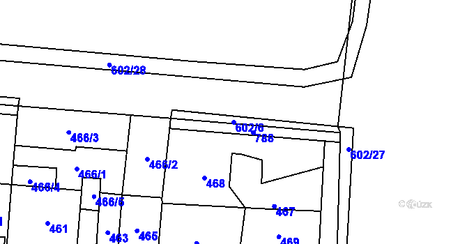 Parcela st. 602/6 v KÚ Dolní Měcholupy, Katastrální mapa