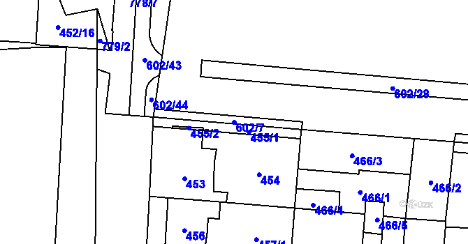 Parcela st. 602/7 v KÚ Dolní Měcholupy, Katastrální mapa