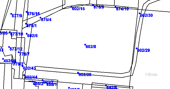 Parcela st. 602/8 v KÚ Dolní Měcholupy, Katastrální mapa