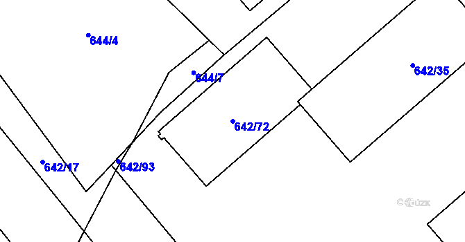 Parcela st. 642/72 v KÚ Dolní Měcholupy, Katastrální mapa