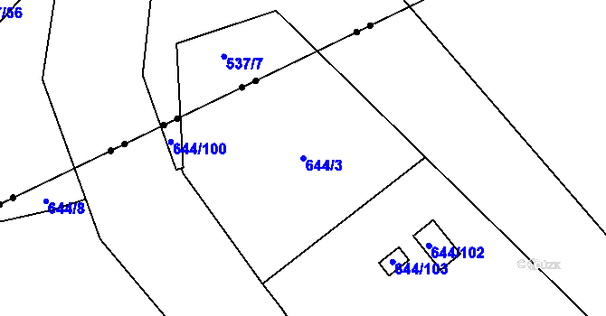 Parcela st. 644/3 v KÚ Dolní Měcholupy, Katastrální mapa
