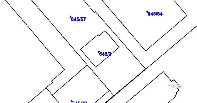 Parcela st. 645/2 v KÚ Dolní Měcholupy, Katastrální mapa