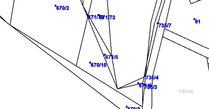 Parcela st. 671/5 v KÚ Dolní Měcholupy, Katastrální mapa